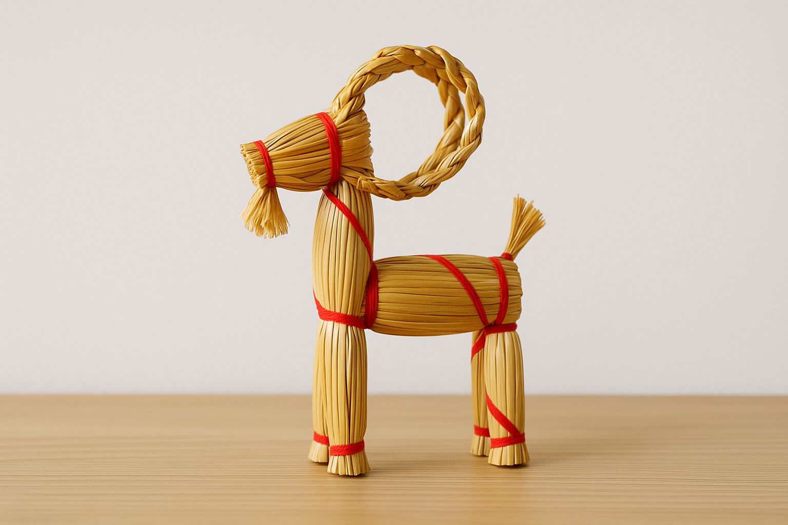 En hand snidar en julbock i trä med såg och kniv